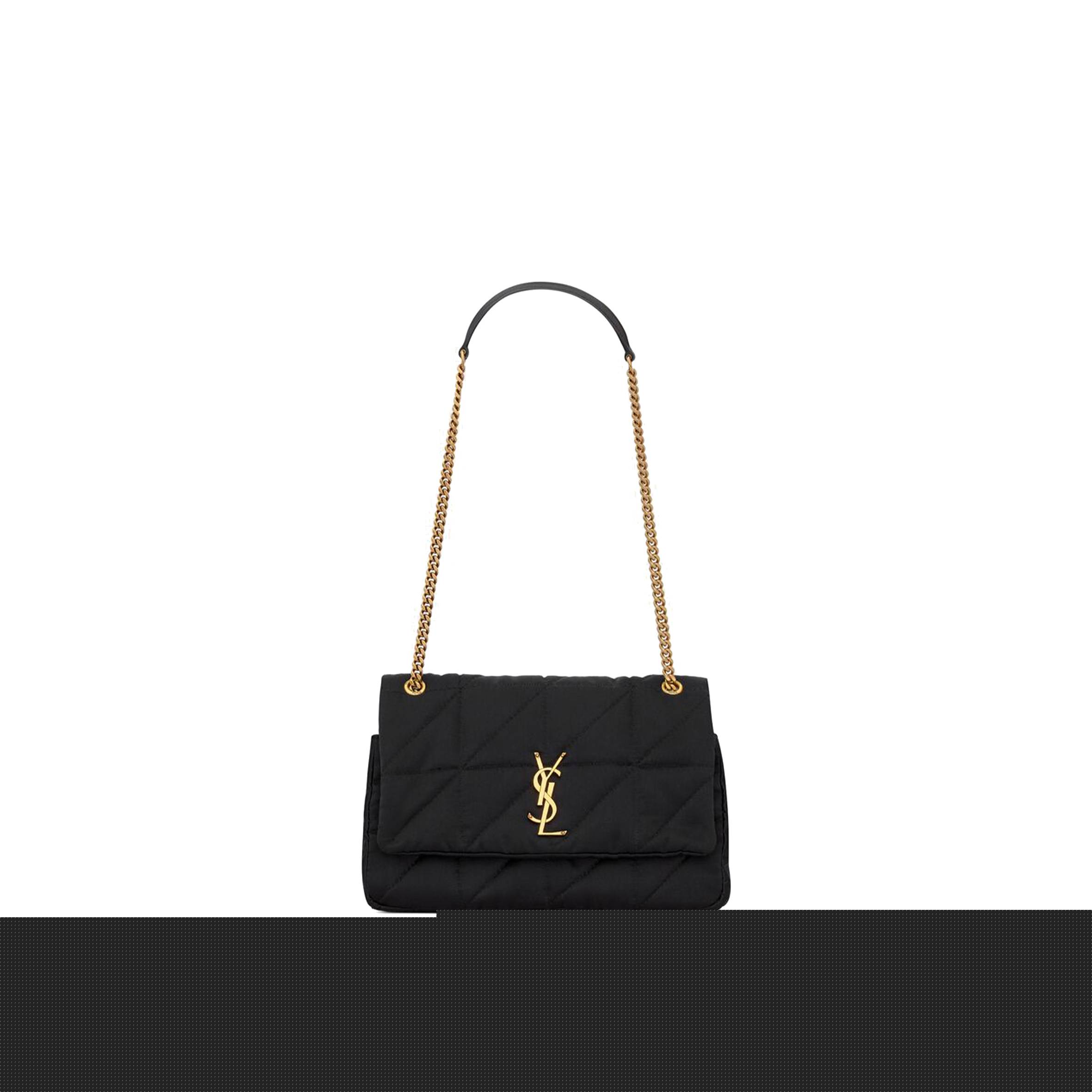 YSL JAMIE MEDIUM CHAIN BAG IN SATIN AND LEATHER 515821FAAUF1000 (25*15*7.5cm)