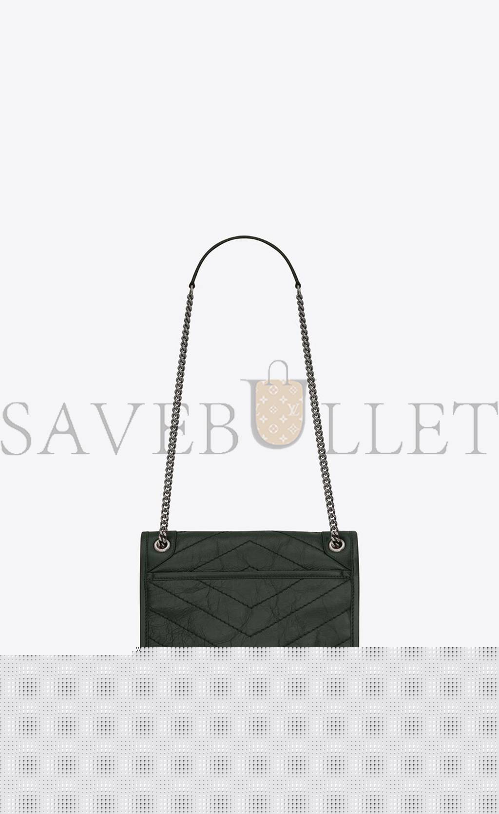 YSL NIKI BABY CHAIN BAG IN CRINKLED VINTAGE LEATHER 5330370EN043045 (21*16*7.5cm)