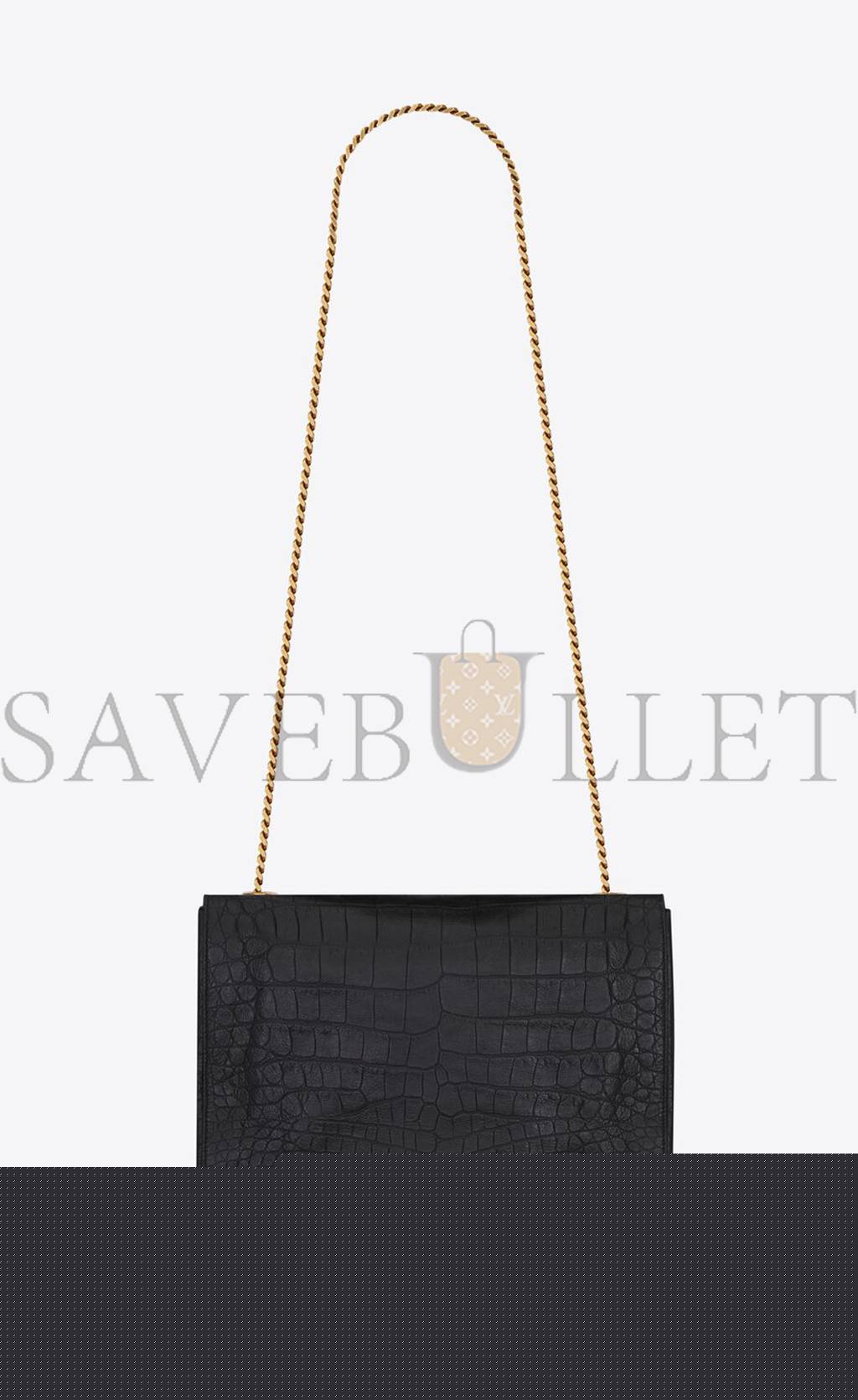 YSL KATE MEDIUM REVERSIBLE CHAIN BAG IN SUEDE AND CROCODILE-EMBOSSED LEATHER 55380424O1W1062 (28.5*20*6cm)