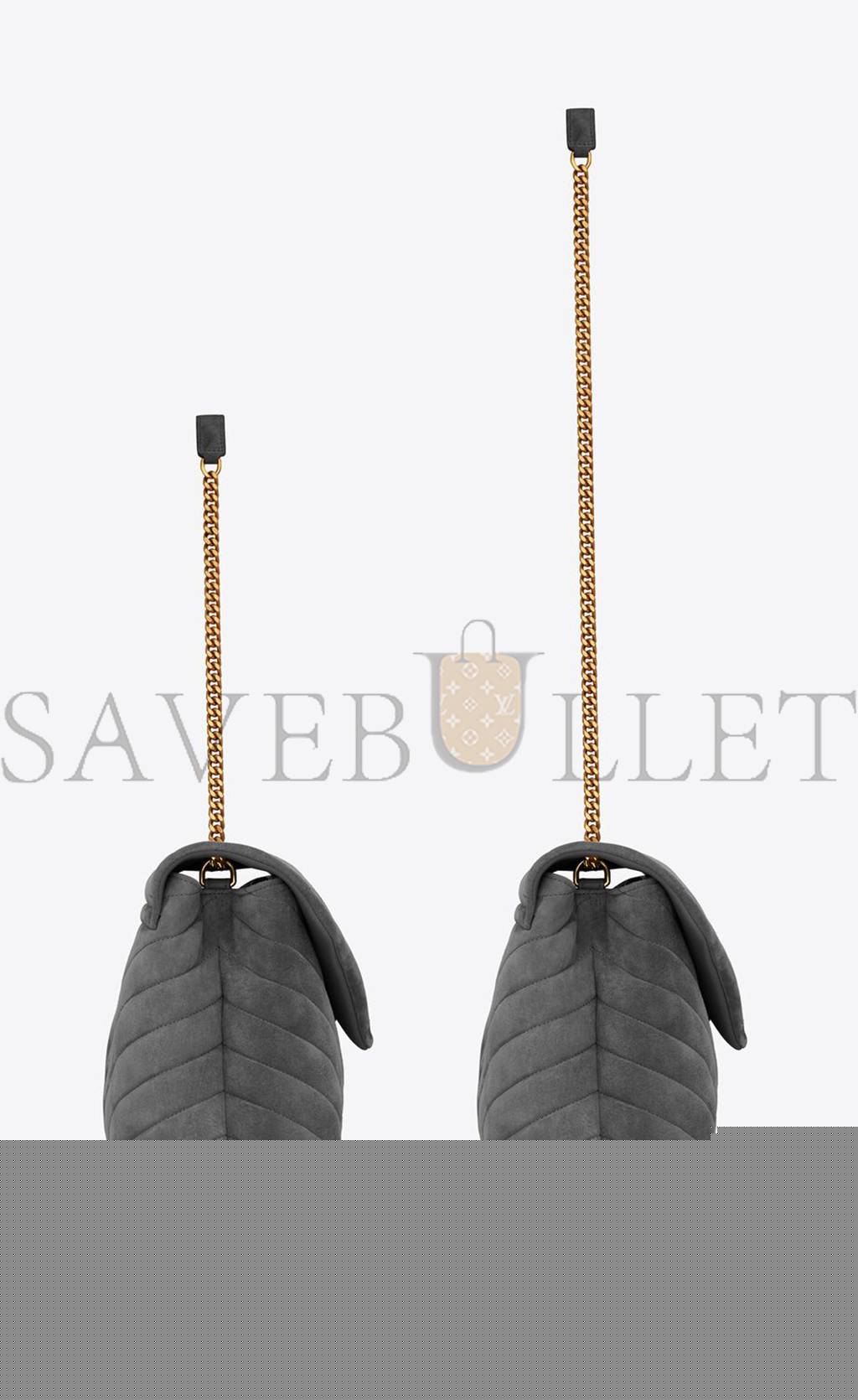 YSL LOULOU MEDIUM CHAIN BAG IN &QUOT;Y&QUOT;-QUILTED SUEDE 5749461U8671112 (32*22*12cm)