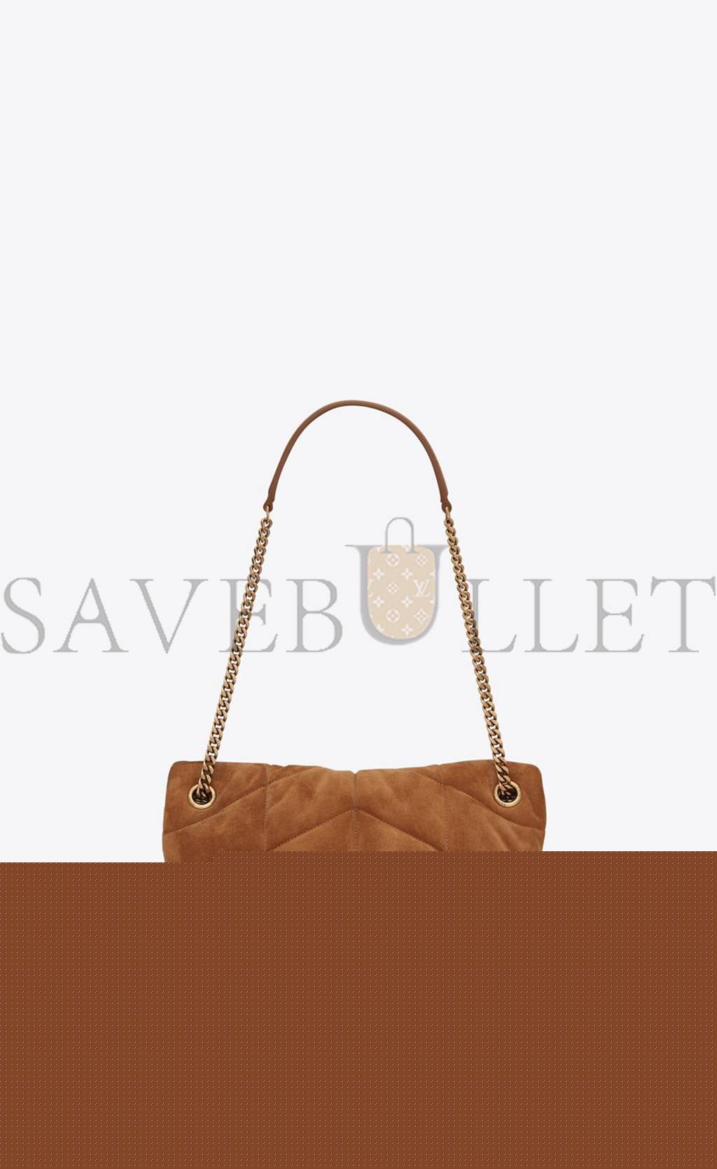 YSL PUFFER SMALL CHAIN BAG IN QUILTED SUEDE 5774761U8377761 (29*17*11cm)