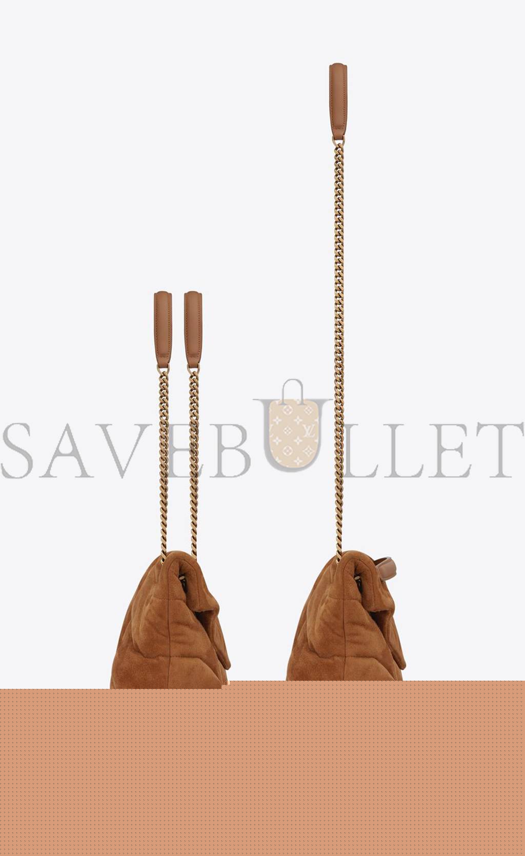 YSL PUFFER SMALL CHAIN BAG IN QUILTED SUEDE 5774761U8377761 (29*17*11cm)