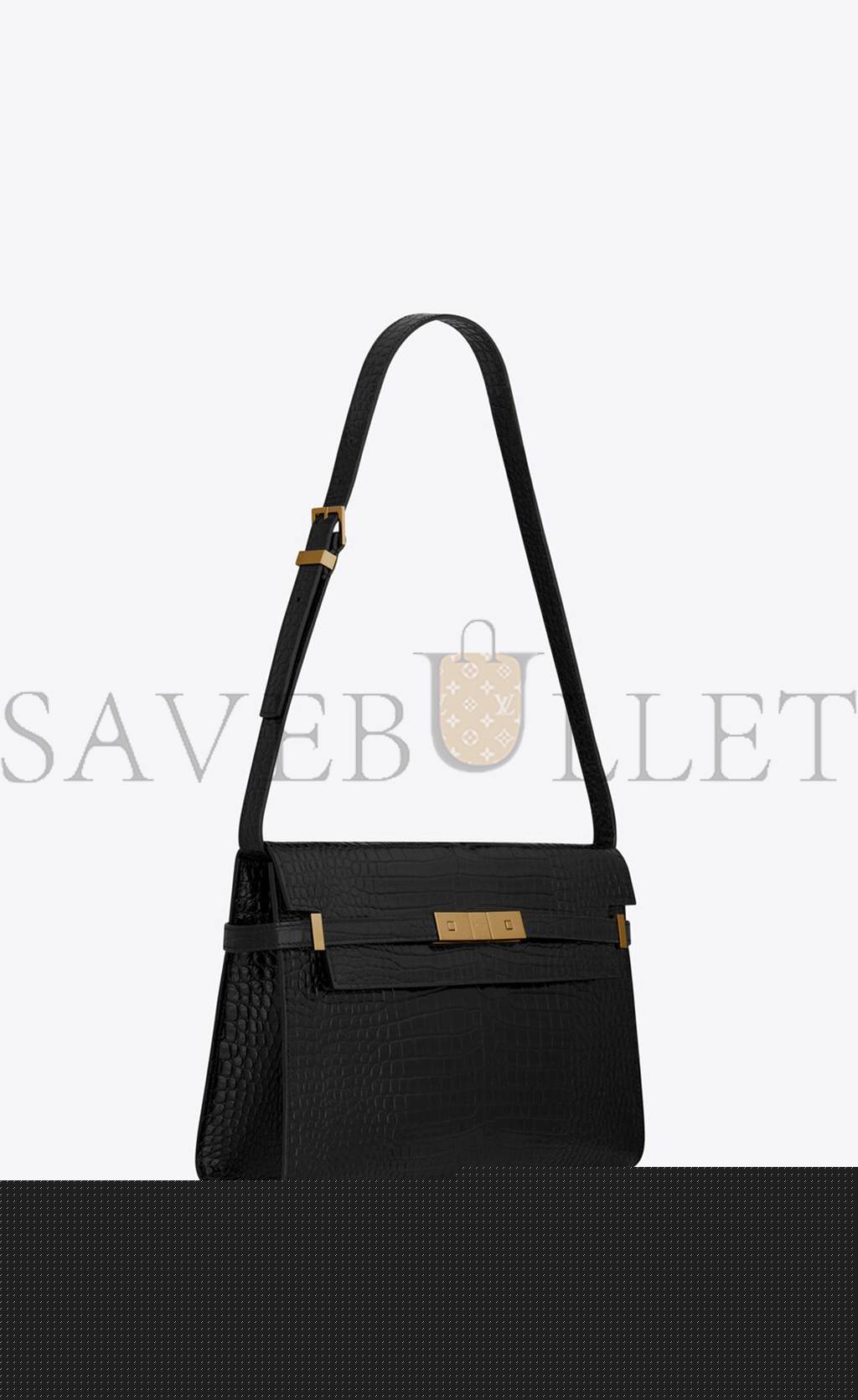 YSL MANHATTAN SHOULDER BAG IN CROCODILE-EMBOSSED SHINY LEATHER 579271DND0J1000 (29*20*7.5cm）