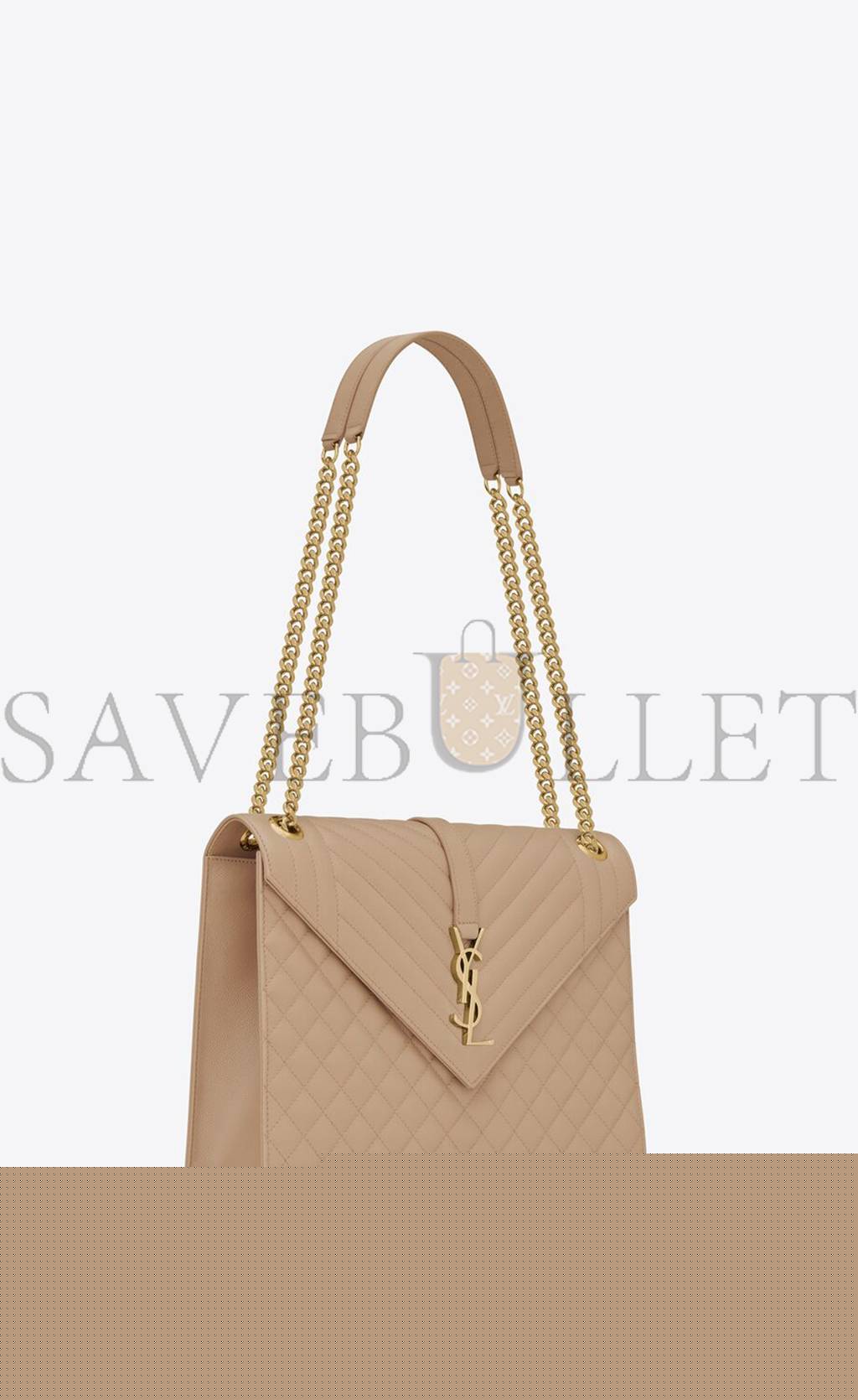 YSL ENVELOPE LARGE BAG IN MIX MATELASS&EACUTE; GRAIN DE POUDRE EMBOSSED LEATHER 600166BOW912721 (31*22*7.5cm)