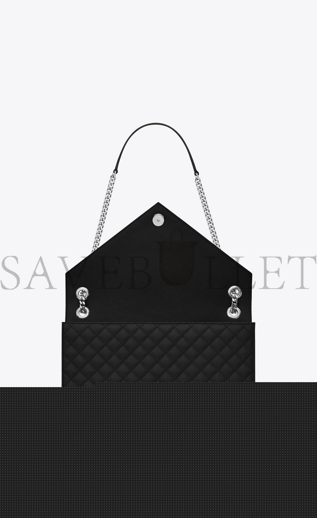 YSL ENVELOPE LARGE BAG IN MIX MATELASS&EACUTE; GRAIN DE POUDRE EMBOSSED LEATHER 600166BOW921000 (31*22*7.5cm)