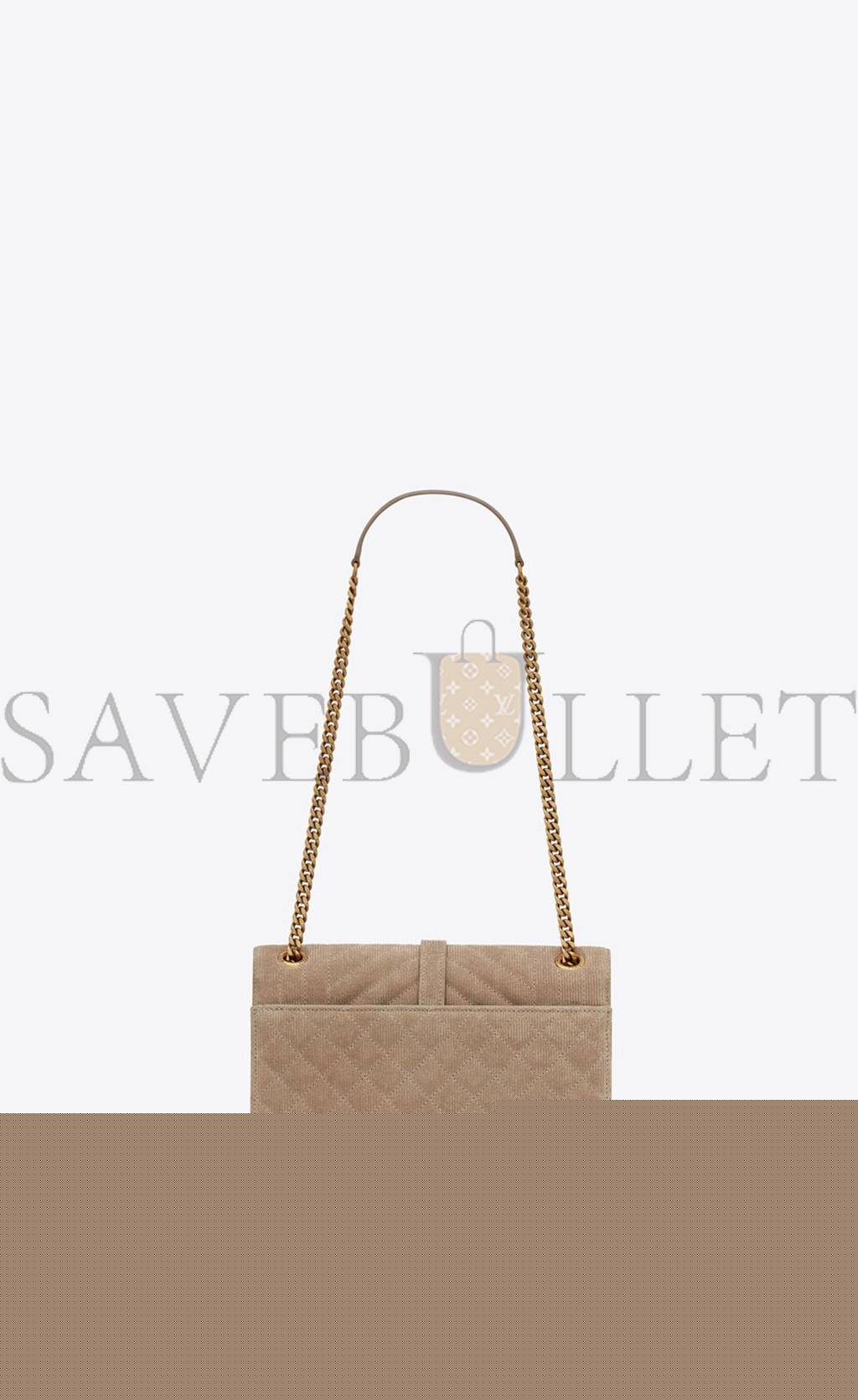 YSL ENVELOPE MEDIUM CHAIN BAG IN MIX MATELASS&EACUTE; CORDUROY 600185AAAOK2826 (24*17.5*6cm)