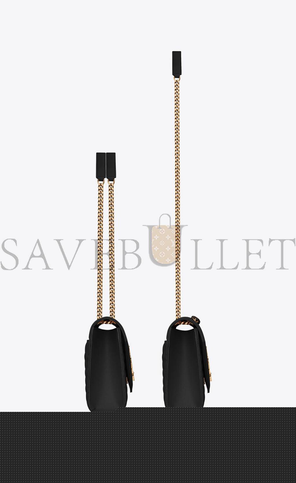 YSL ENVELOPE MEDIUM CHAIN BAG IN MIX MATELASS&EACUTE; GRAIN DE POUDRE EMBOSSED LEATHER 600185BOW911000 (24*17.5*6cm)