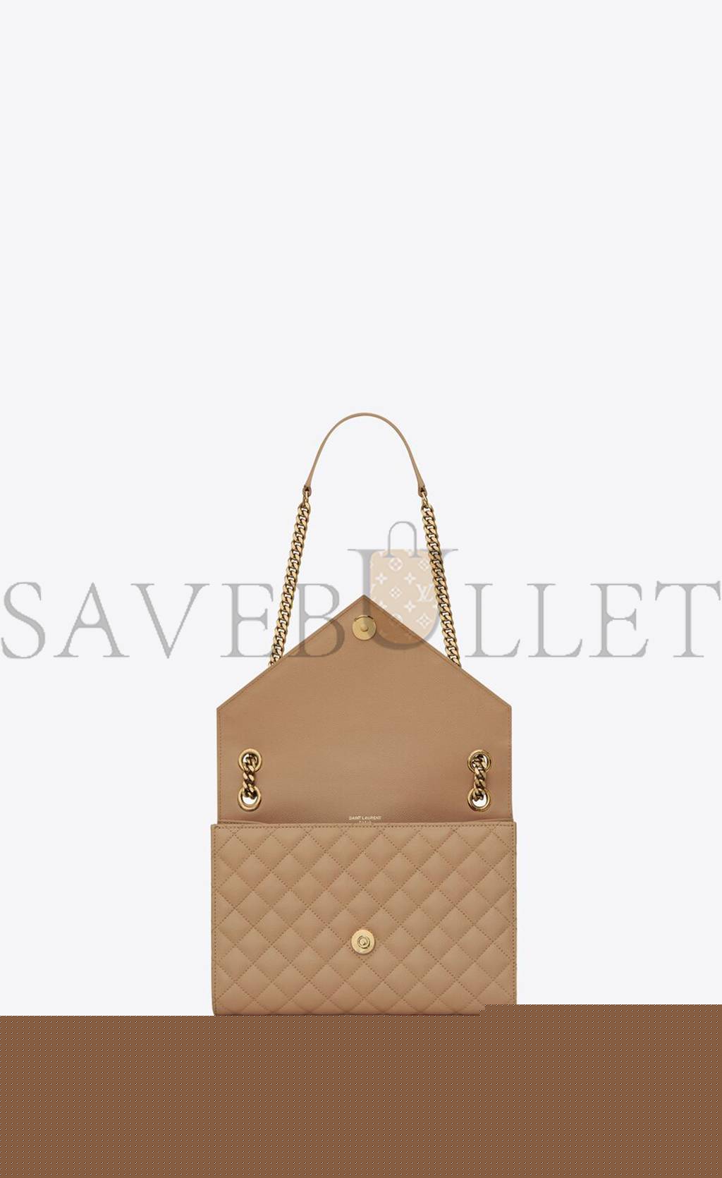 YSL ENVELOPE MEDIUM CHAIN BAG IN MIX MATELASSÉ GRAIN DE POUDRE EMBOSSED LEATHER 600185BOW912346 (24*17.5*6cm)