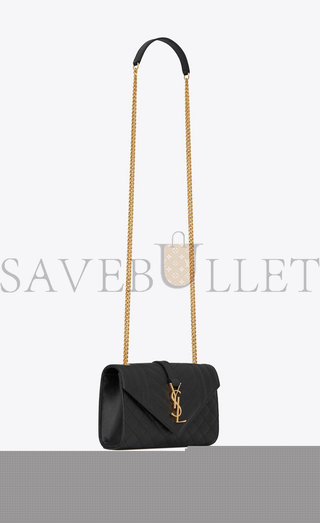 YSL ENVELOPE SMALL BAG IN MIX MATELASS&EACUTE; GRAIN DE POUDRE EMBOSSED LEAT 600195BOW911000 (21*13*6cm)