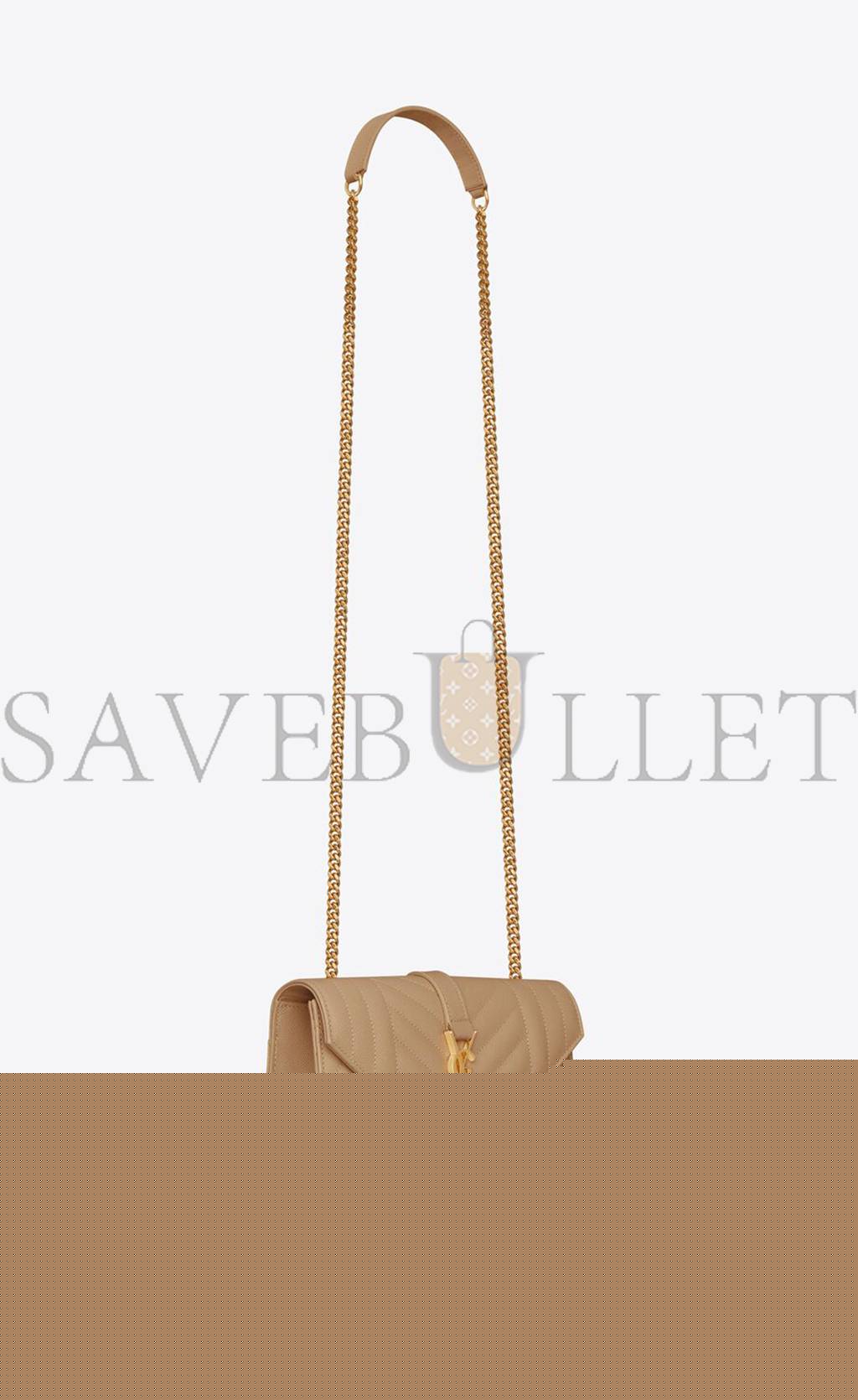 YSL ENVELOPE SMALL BAG IN MIX MATELASS&EACUTE; GRAIN DE POUDRE EMBOSSED LEATHER 600195BOW912346 (21*13*6cm)