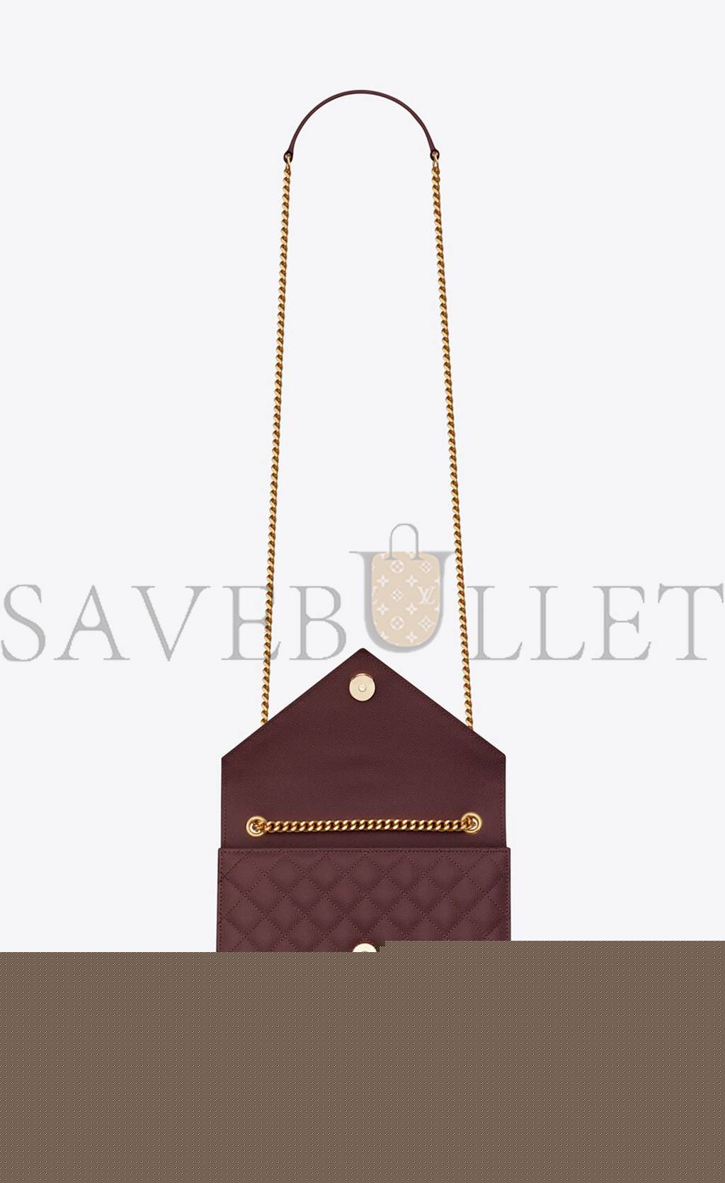 YSL ENVELOPE SMALL BAG IN MIX MATELASS&EACUTE; GRAIN DE POUDRE EMBOSSED LEATHER 600195BOW916475 (21*13*6cm)