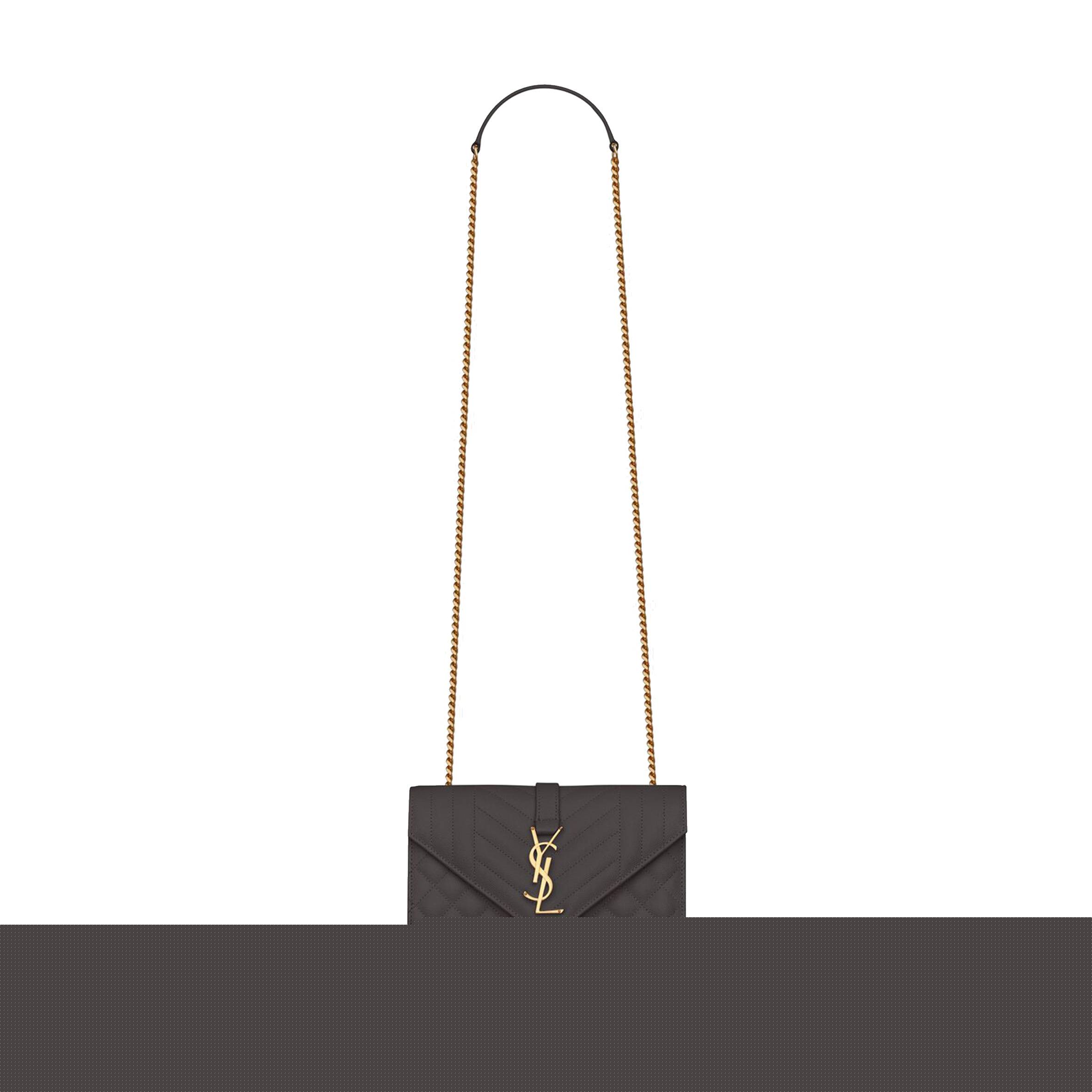 YSL ENVELOPE SMALL BAG IN MIX MATELASS&EACUTE; GRAIN DE POUDRE EMBOSSED LEATHER 600195BOW971112 (21*13*6cm)