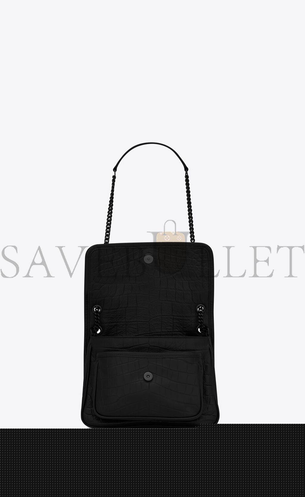 YSL NIKI BABY CHAIN BAG IN CROCODILE-EMBOSSED LEATHER 6331511K00U1000 (21*16*7.5cm)