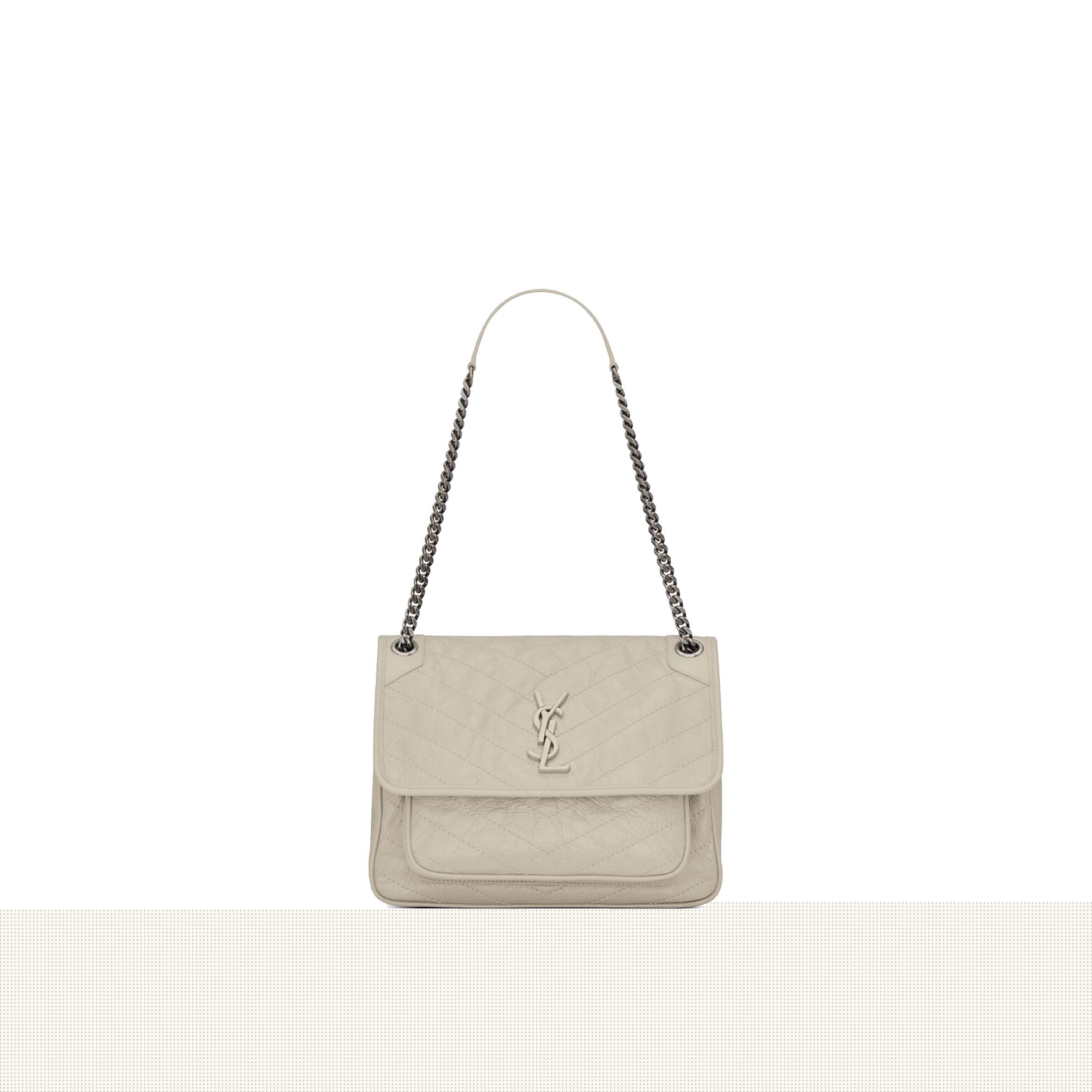 YSL NIKI MEDIUM CHAIN BAG IN CRINKLED VINTAGE LEATHER 6331580EN049207 (28*20*8.5cm)