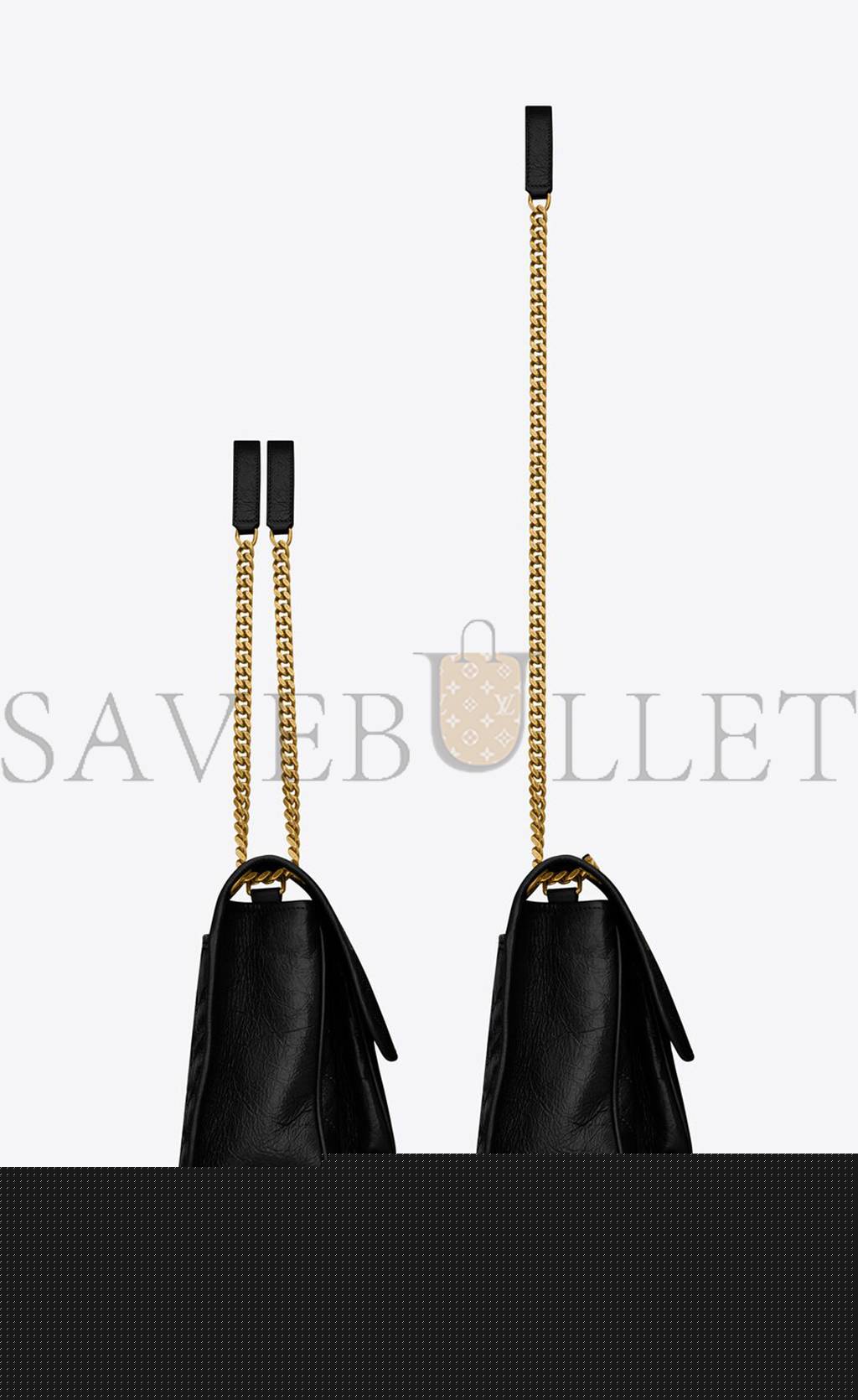 YSL NIKI MEDIUM CHAIN BAG IN CRINKLED VINTAGE LEATHER 6331580EN071000 (28*20*8.5cm)