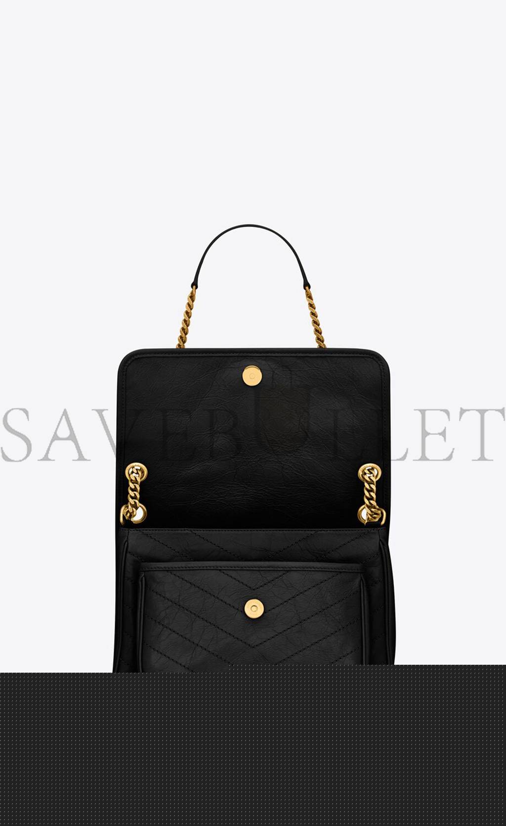 YSL NIKI MEDIUM CHAIN BAG IN CRINKLED VINTAGE LEATHER 6331580EN071000 (28*20*8.5cm)