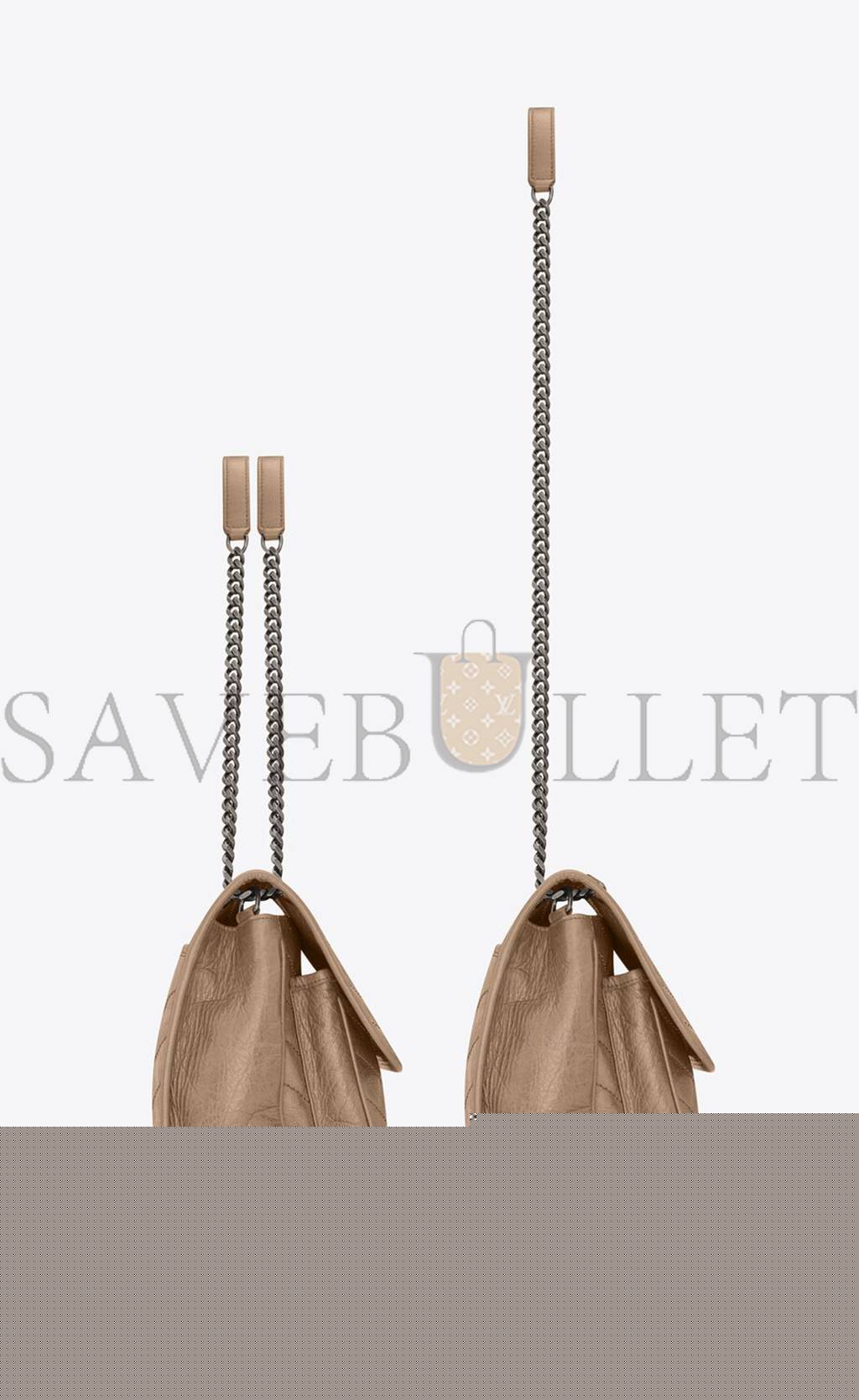 YSL NIKI MEDIUM CHAIN BAG IN CRINKLED VINTAGE VEGETABLE-TANNED LEATHER 6331581YG042826 (28*20*8.5cm)