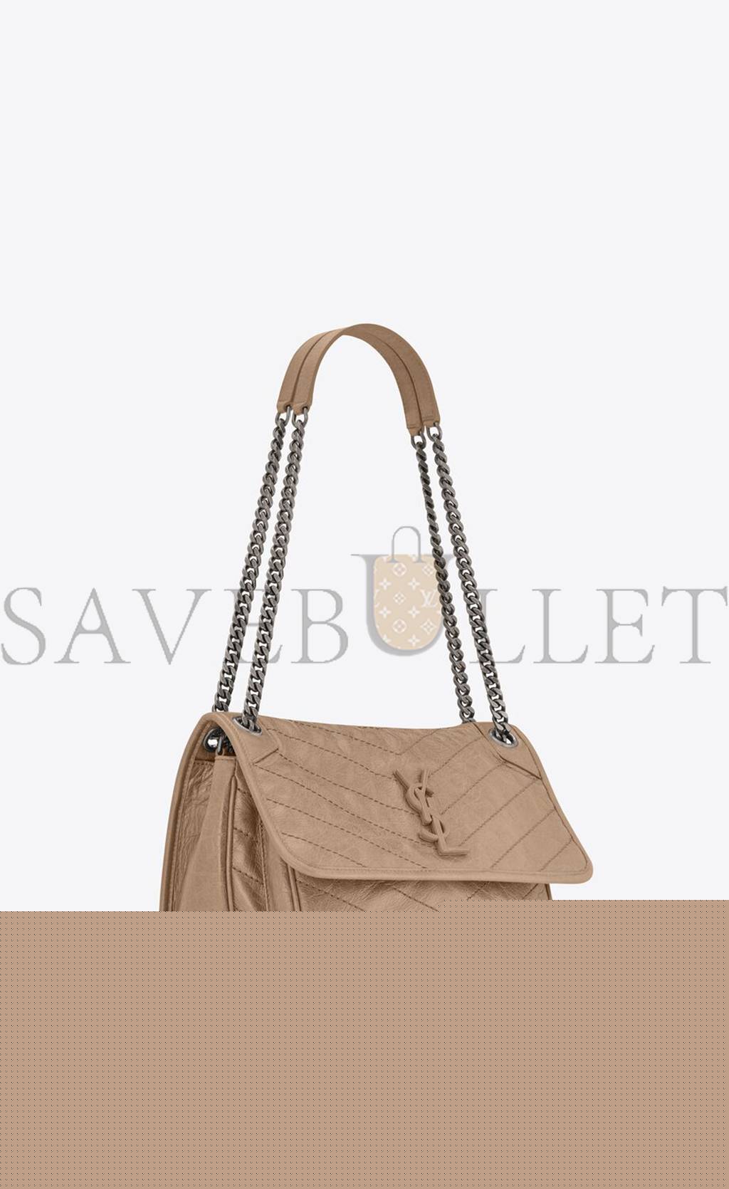 YSL NIKI MEDIUM CHAIN BAG IN CRINKLED VINTAGE VEGETABLE-TANNED LEATHER 6331581YG042826 (28*20*8.5cm)
