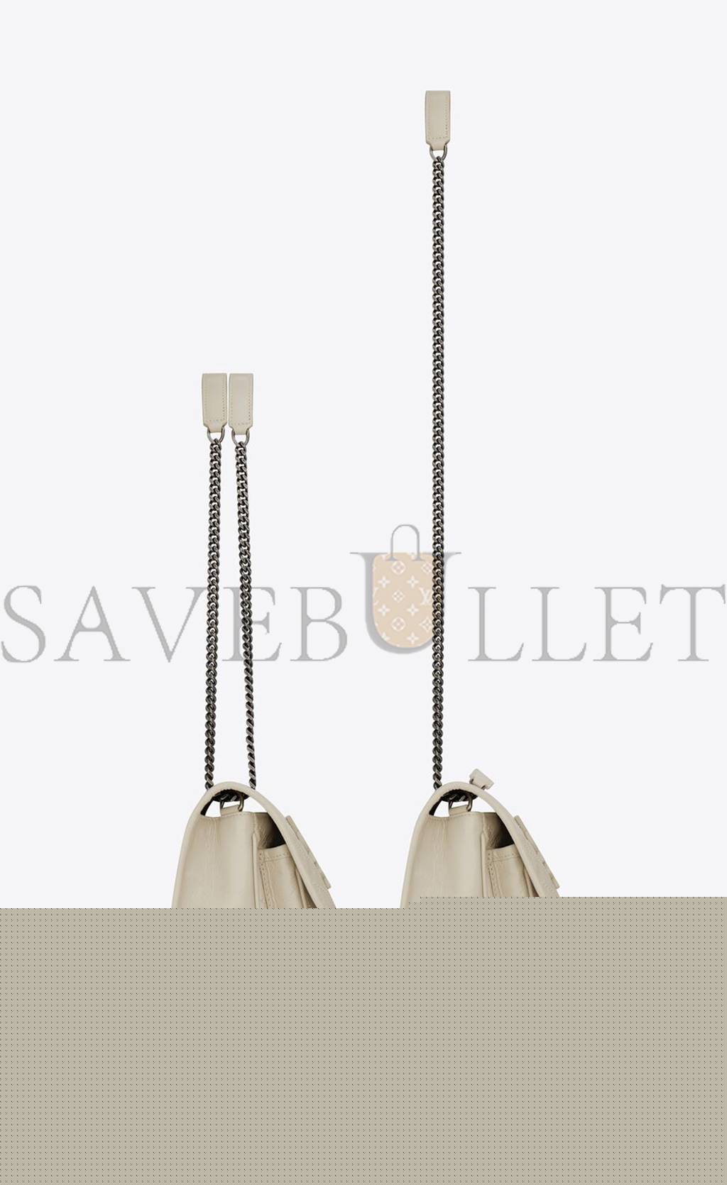 YSL NIKI BABY CHAIN BAG IN CRINKLED VINTAGE LEATHER 6331600EN049207 (21*16*7.5cm)