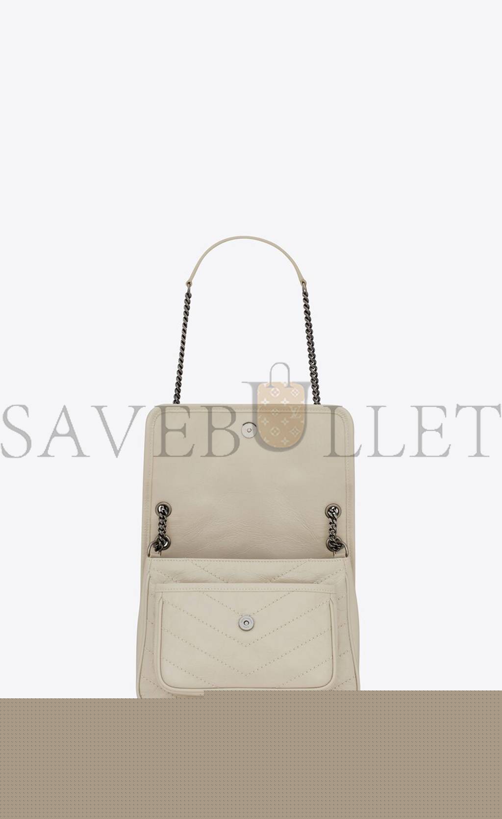 YSL NIKI BABY CHAIN BAG IN CRINKLED VINTAGE LEATHER 6331600EN049207 (21*16*7.5cm)