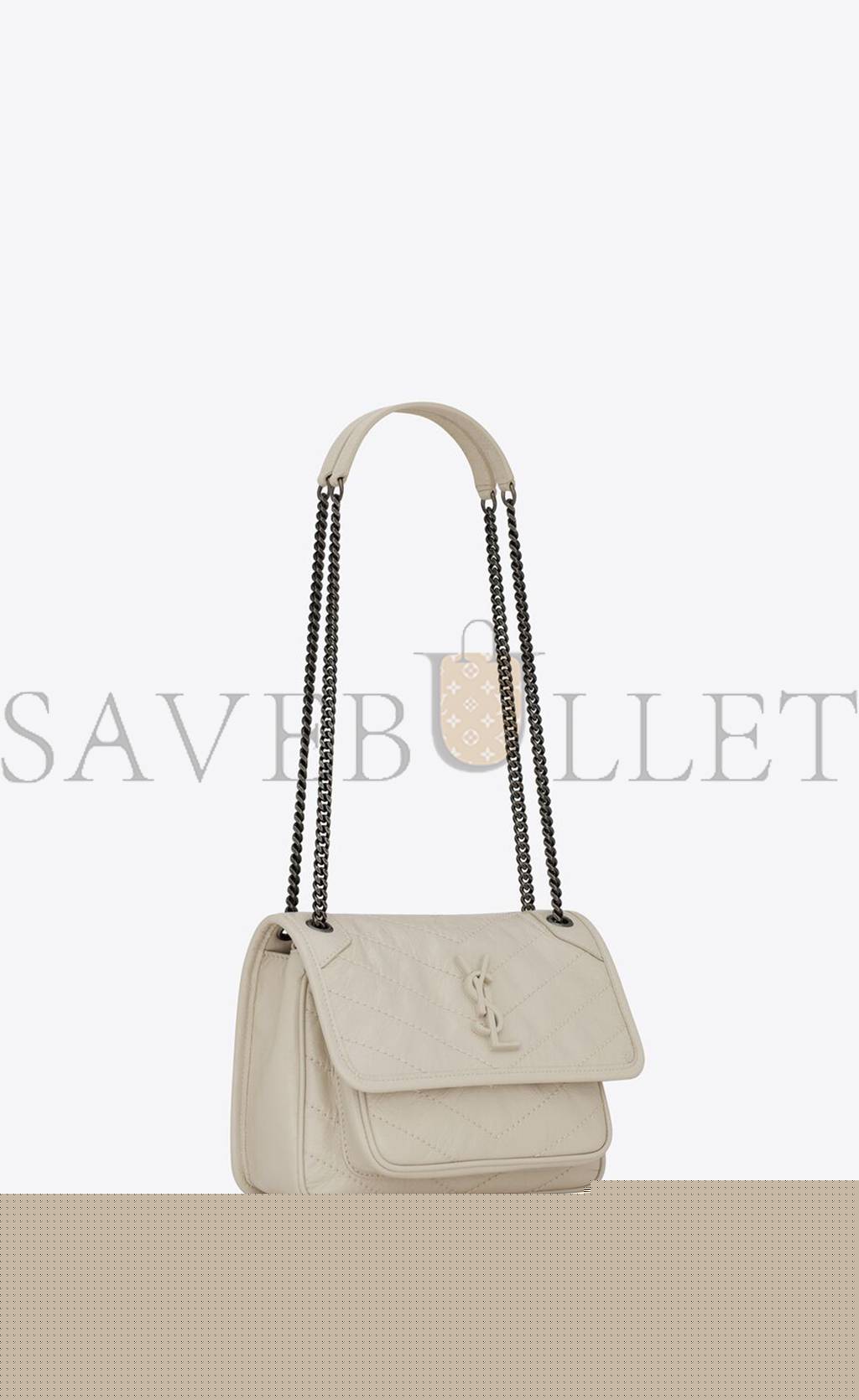 YSL NIKI BABY CHAIN BAG IN CRINKLED VINTAGE LEATHER 6331600EN049207 (21*16*7.5cm)