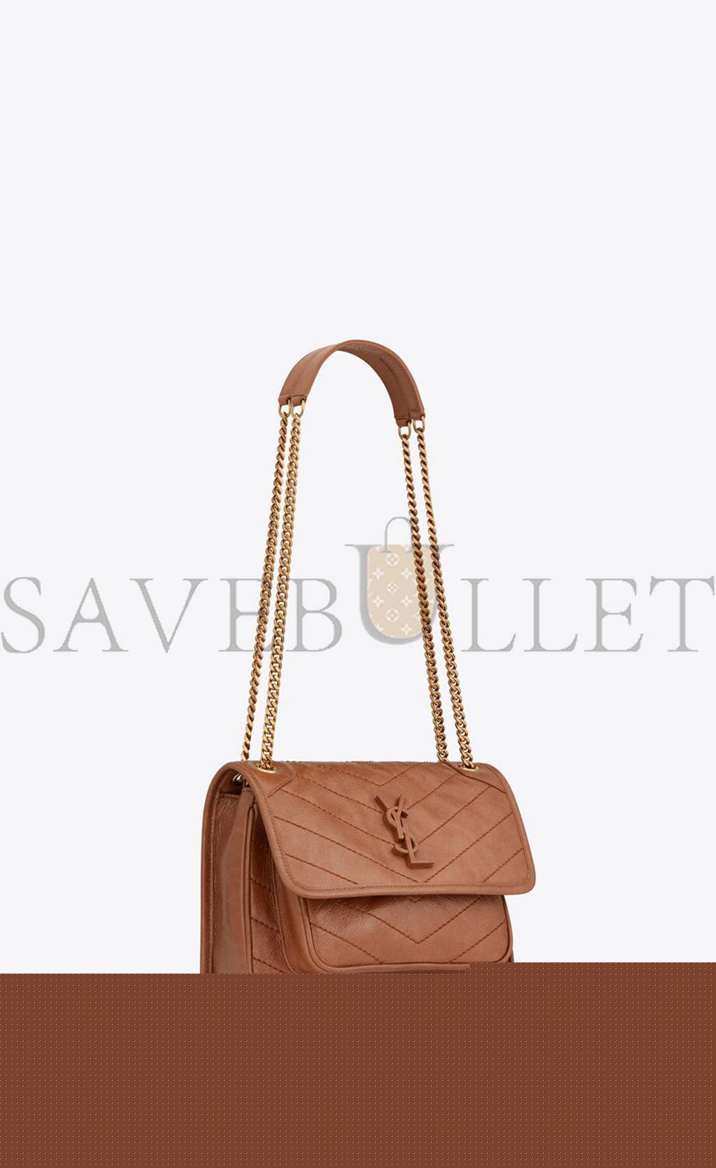 YSL NIKI BABY CHAIN BAG IN CRINKLED VINTAGE VEGETABLE-TANNED LEATHER 6331601YG072522 (21*16*7.5cm)