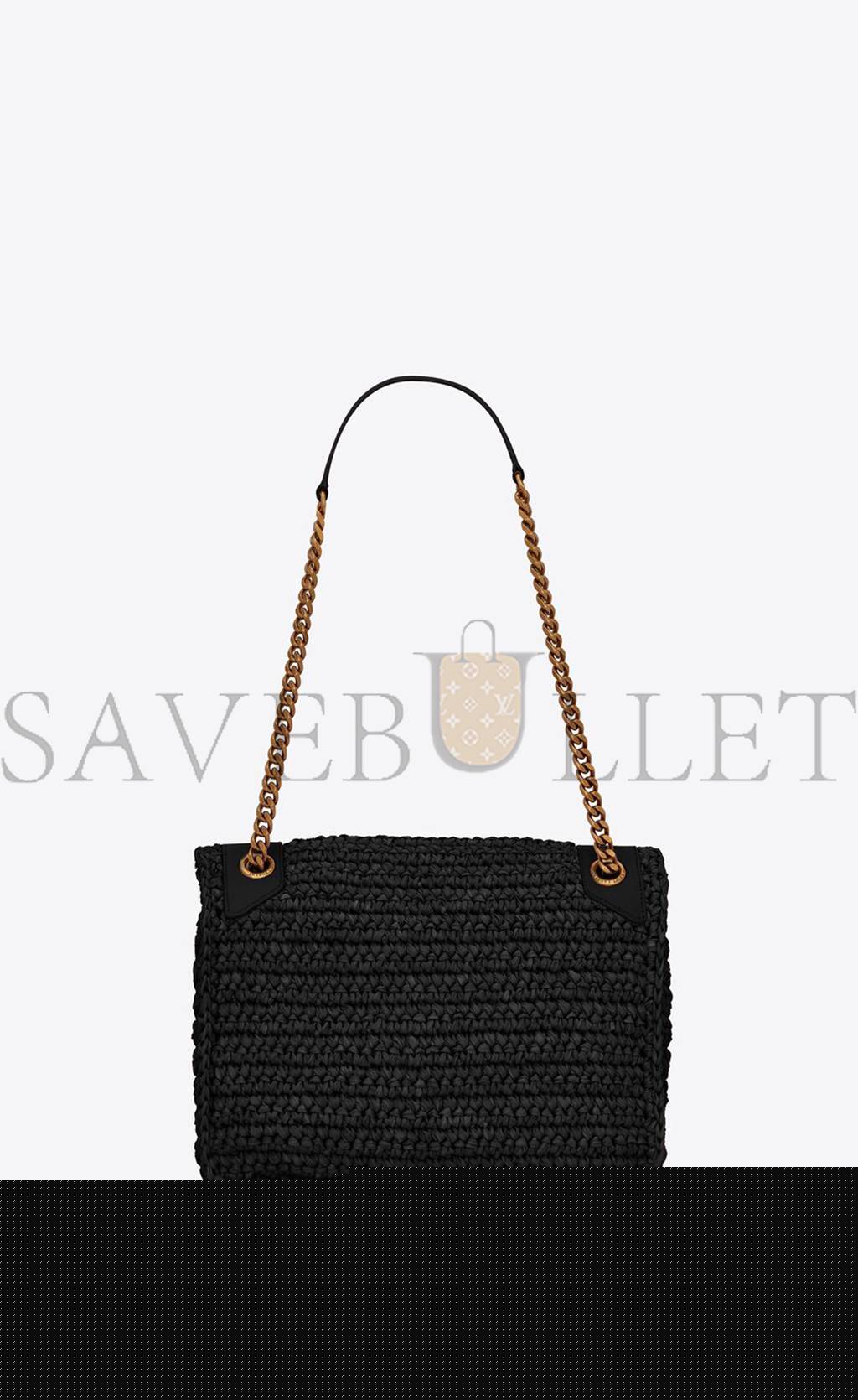 YSL NIKI MEDIUM CHAIN BAG IN RAFFIA AND LEATHER 633187GG66W1000 (28*20*8.5cm)