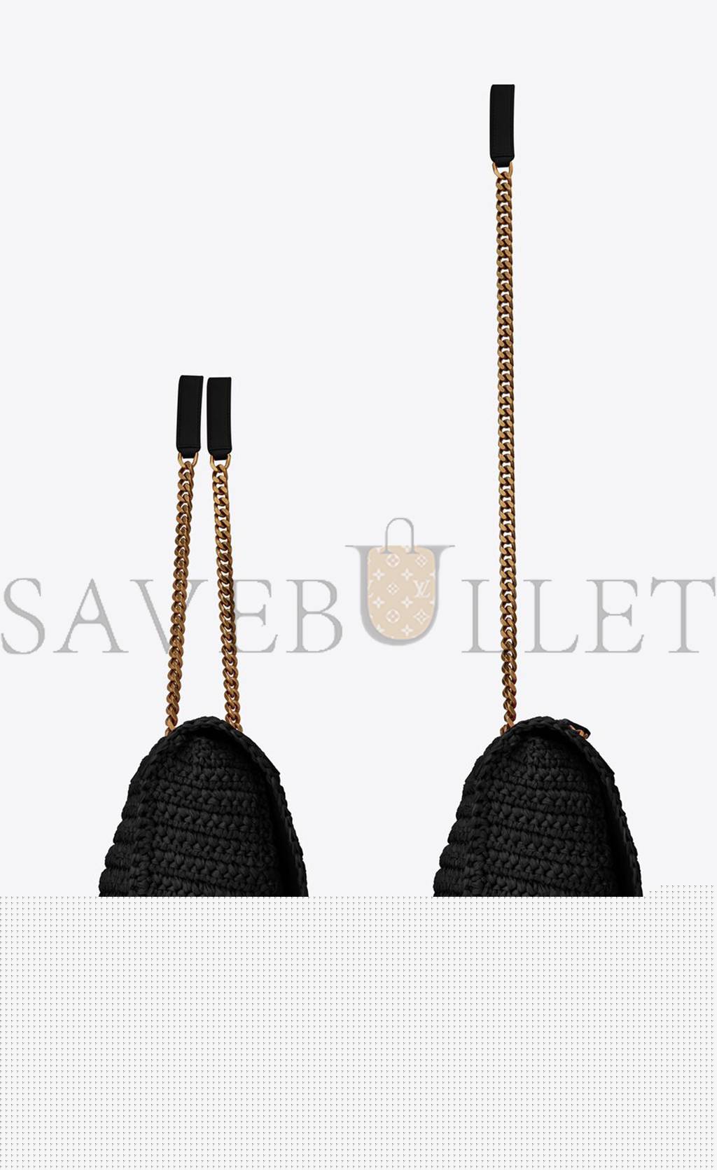YSL NIKI MEDIUM CHAIN BAG IN RAFFIA AND LEATHER 633187GG66W1000 (28*20*8.5cm)
