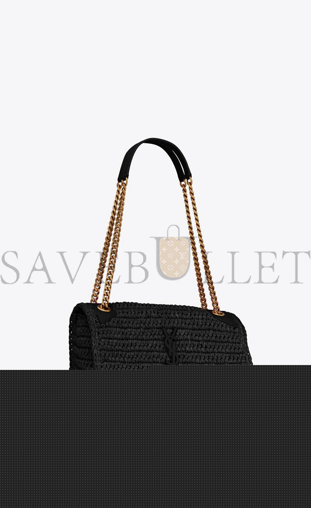 YSL NIKI MEDIUM CHAIN BAG IN RAFFIA AND LEATHER 633187GG66W1000 (28*20*8.5cm)