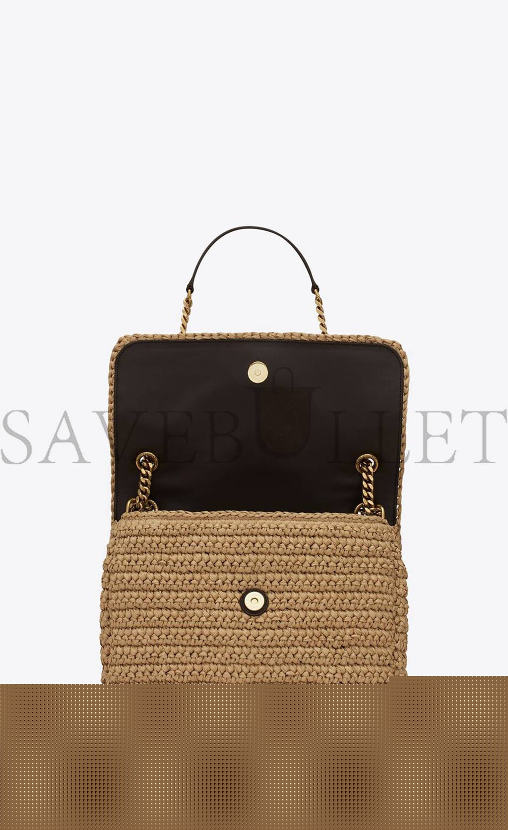 YSL NIKI MEDIUM CHAIN BAG IN RAFFIA AND LEATHER 633187GG66W7069 (28*20*8.5cm)