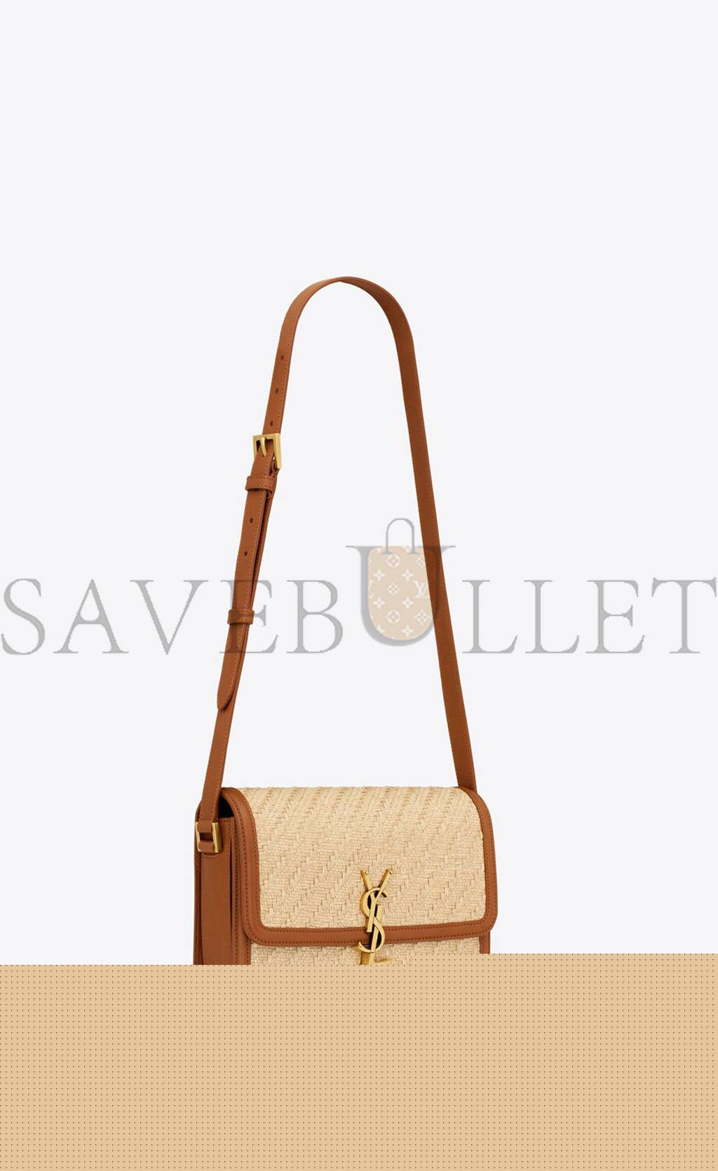 YSL SOLFERINO MEDIUM SATCHEL IN RAFFIA AND VEGETABLE-TANNED LEATHER 634305FAA7D9783 (23*16*6cm)