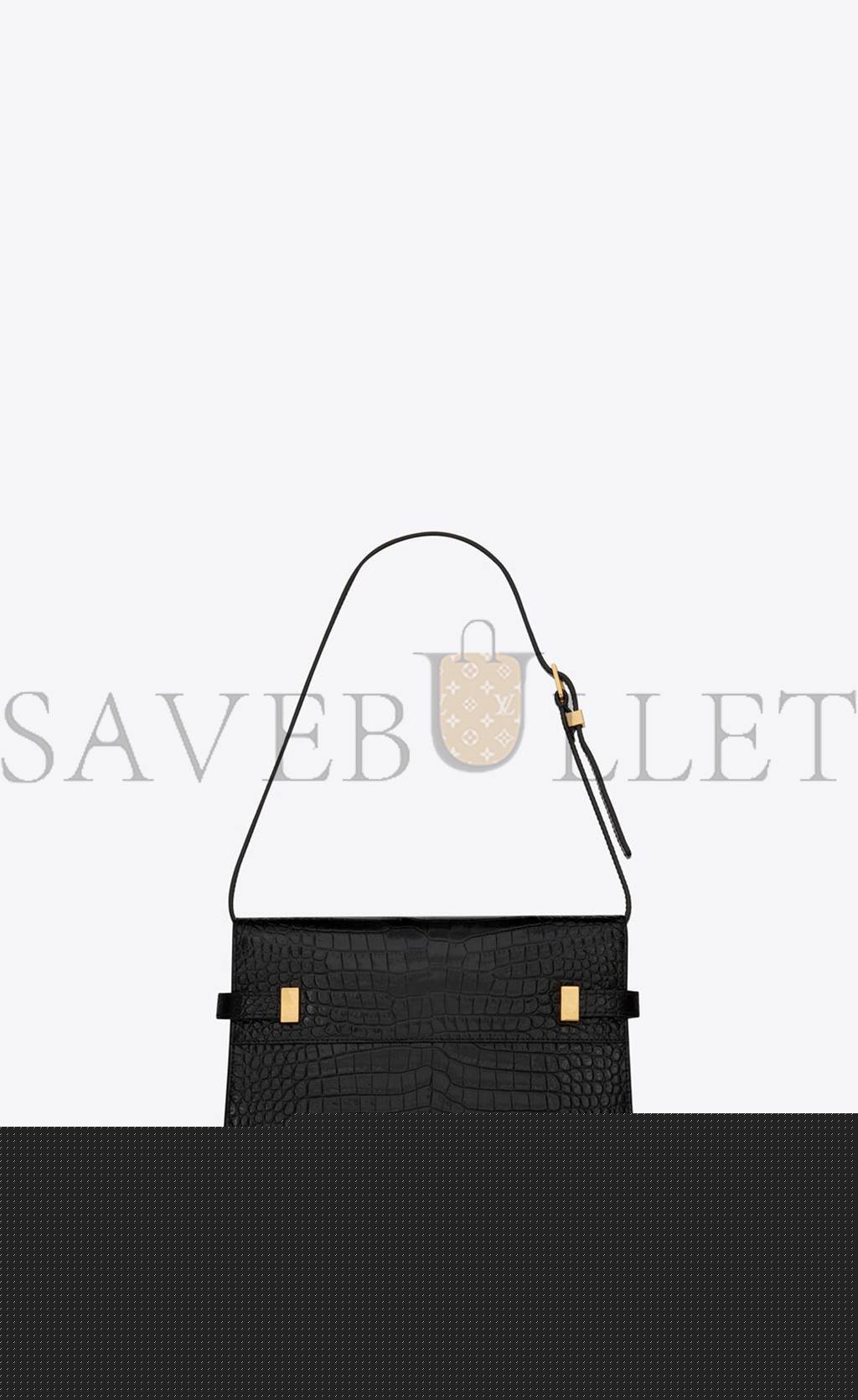 YSL MANHATTAN SMALL SHOULDER BAG IN SHINY CROCODILE-EMBOSSED LEATHER 675626DND0W1000 (24*17.5*6cm)