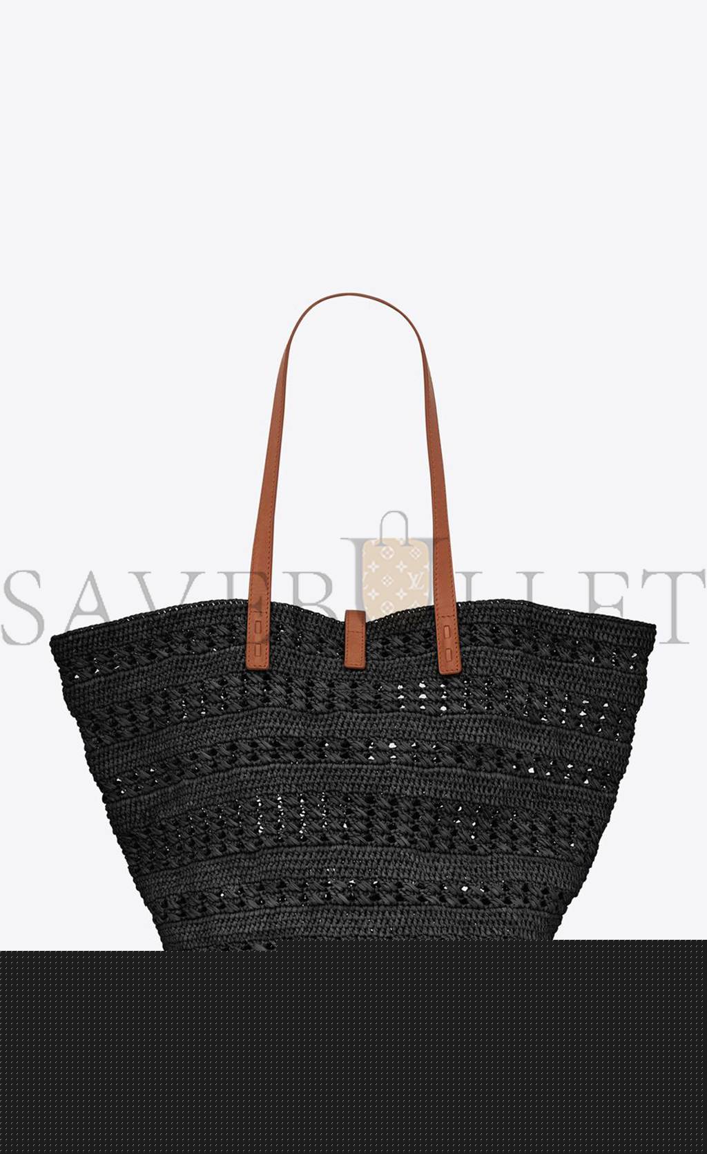 YSL PANIER MEDIUM BAG IN CROCHET RAFFIA AND SMOOTH LEATHER 688221GAAAC1062 (48*30*26cm)
