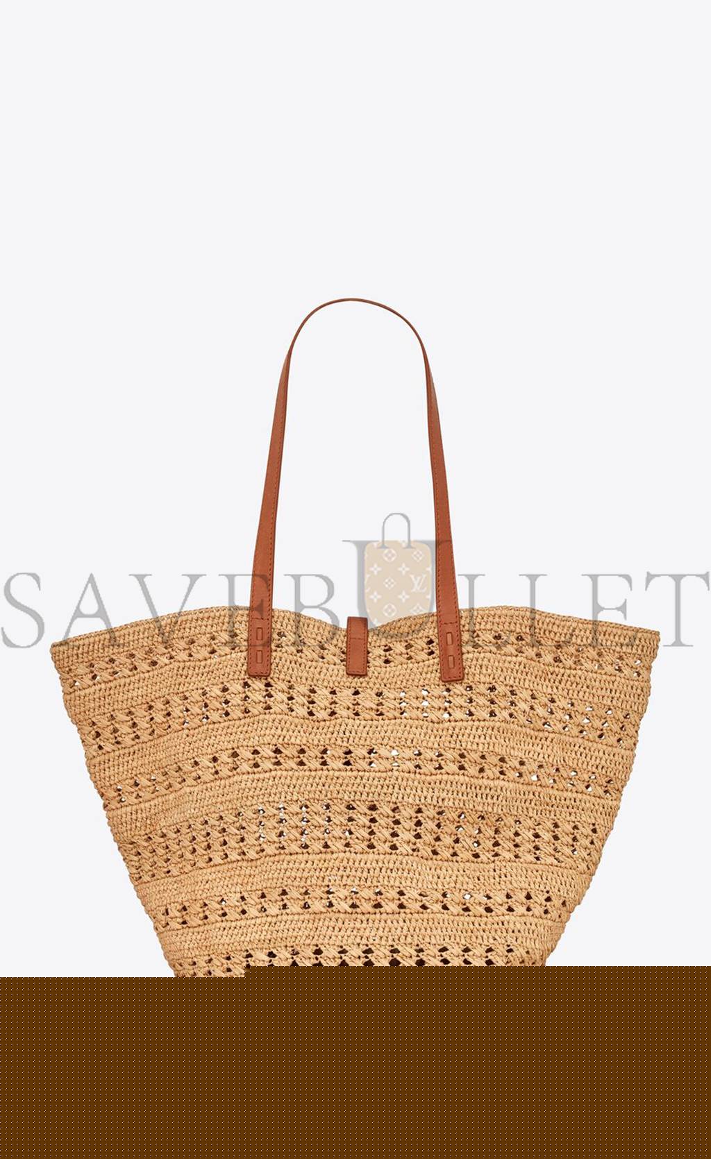 YSL PANIER MEDIUM BAG IN CROCHET RAFFIA AND SMOOTH LEATHER 688221GAAAC2080 (38*21*20cm)