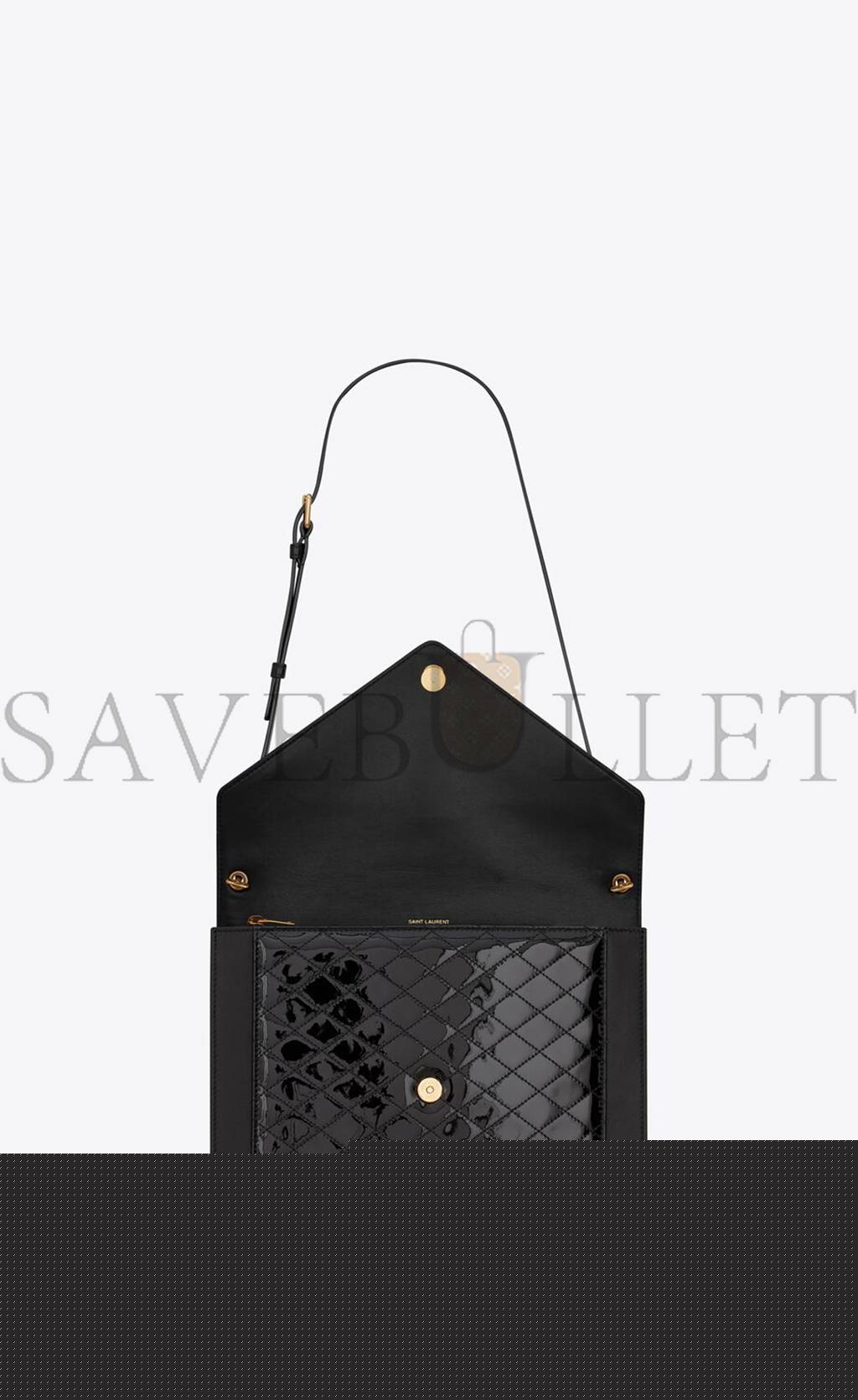 YSL GABY SATCHEL IN QUILTED LACQUERED LEATHER AND SMOOTH LEATHER 695503BMII71000 (26*18*5cm)