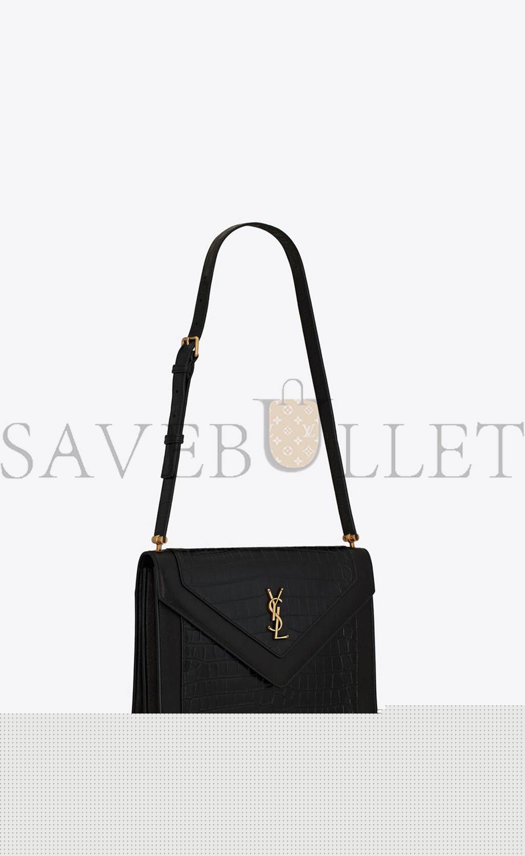 YSL GABY SATCHEL IN CROCODILE-EMBOSSED LACQUERED LEATHER AND LAMBSKIN 695724DZEUW1000 (26*18*5cm)