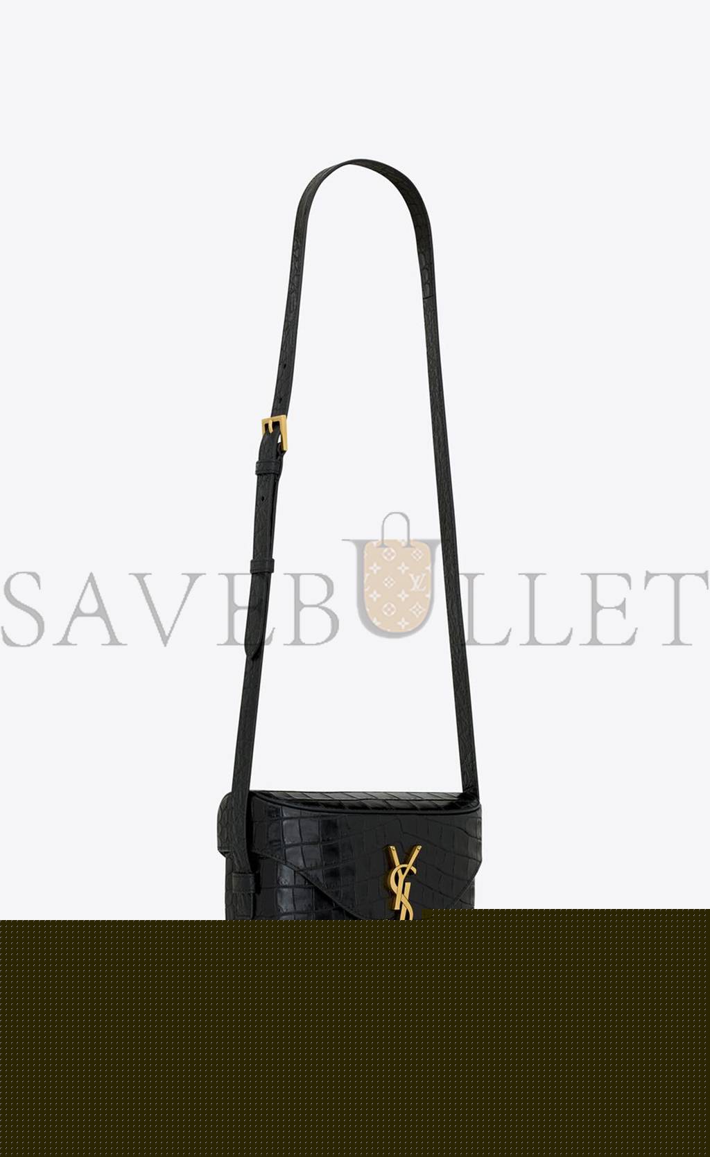 YSL JUNE BOX BAG IN CROCODILE-EMBOSSED LEATHER 728606AAAOH1000 (19*15*8cm)