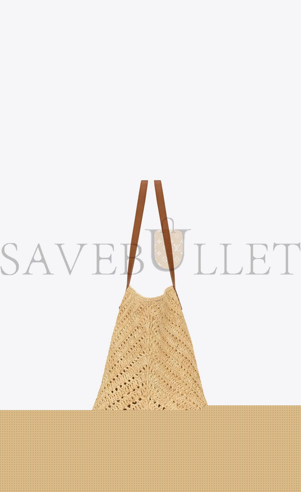YSL PANIER MEDIUM IN RAFFIA AND VEGETABLE-TANNED LEATHER 740375GAADJ2080 (44*21*20cm)