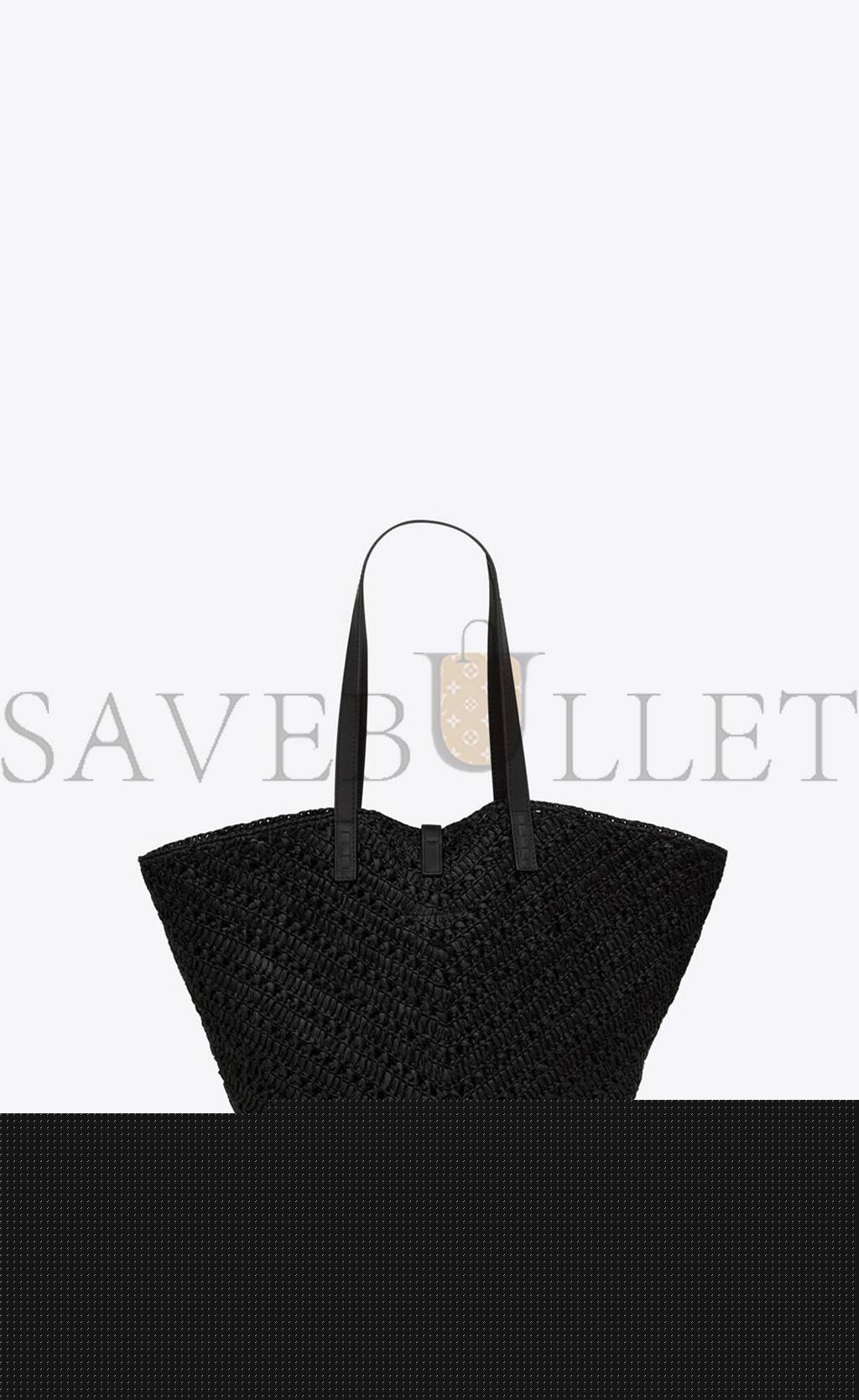 YSL PANIER MEDIUM IN RAFFIA AND VEGETABLE-TANNED LEATHER 740375GAADP1000 (44*20*21cm)