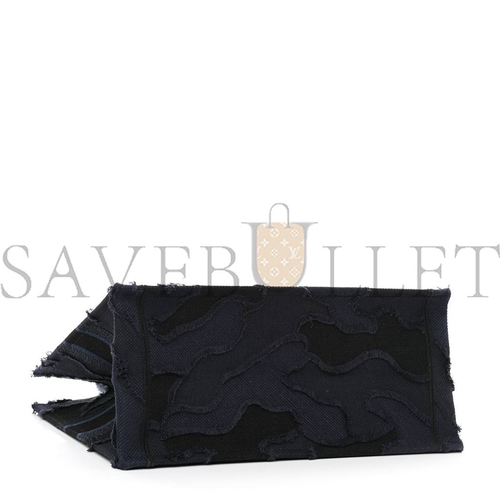 D*or canvas embroidered camouflage book tote blue (36*27*16.5cm)