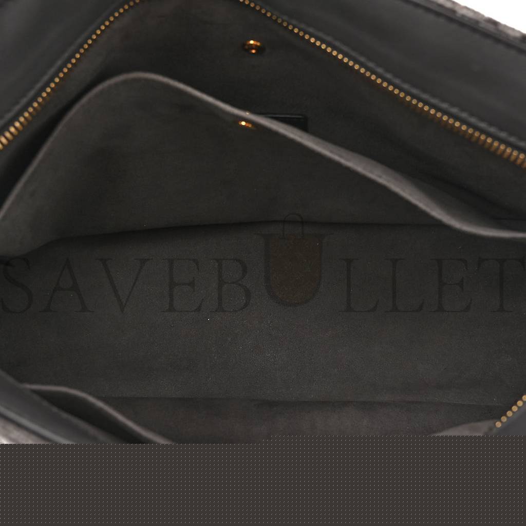 F**di chenille vitello seta plexiglass ff F**di o&#x27;lock zipper anthracite asfalto (34*23*13cm)